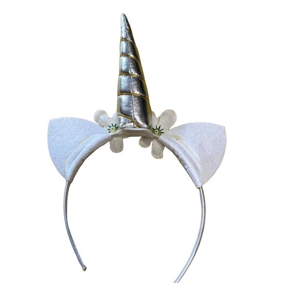 White  embellished‎ floral roses unicorn headband Girls OS - Picture 4 of 5